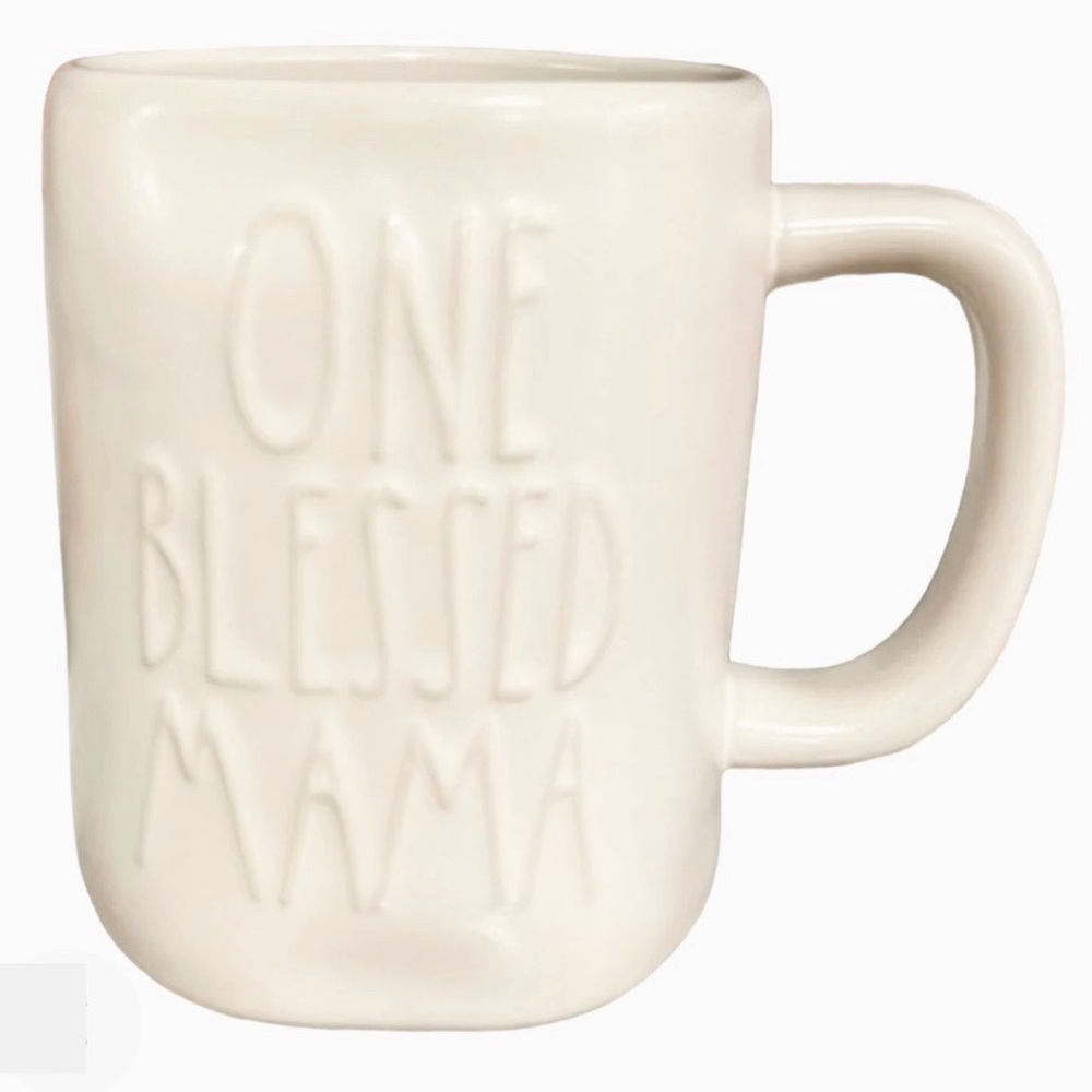 NEW mug One Blessed Mama ceramic large mug embossed mom mother Rae Dunn mug